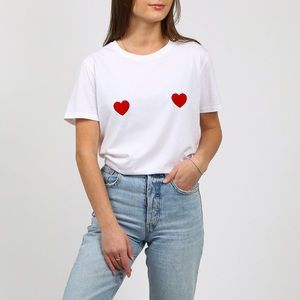 BRUNETTE The Label Double Hearts Crew Neck Tee